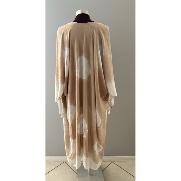 Free People Spellbound Tie Dye Kimono One Size Tan White Open Front Beach Lounge - Picture 4 of 9